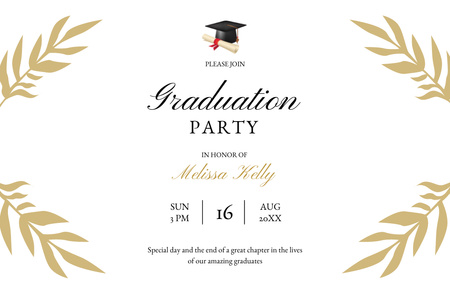 Designvorlage Graduation Party Announcement on White für Invitation 4.6x7.2in Horizontal