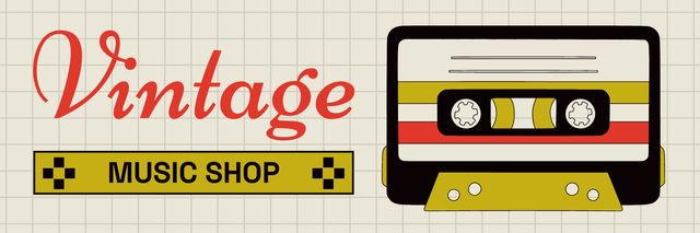 Vintage Music Store Promo Twitter Modelo de Design