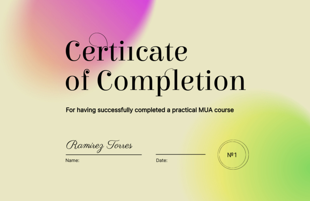 Beauty Course Completion Certificate 5.5x8.5in Tasarım Şablonu