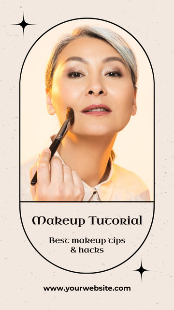 Makeup Tutorial Ad with Woman applying Cosmetics Instagram Story – шаблон для дизайну
