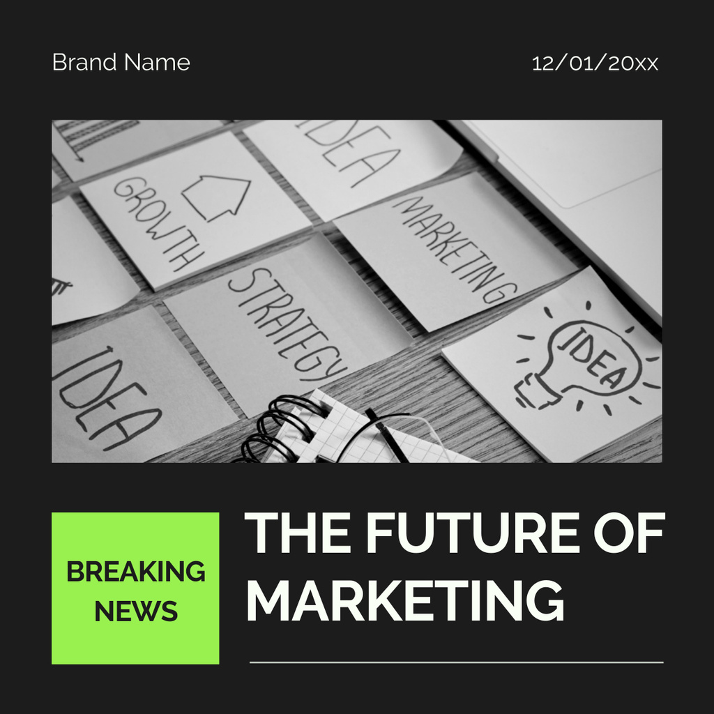 Ontwerpsjabloon van LinkedIn post van News about Future of Marketing