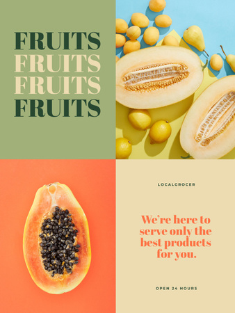 Local Grocery Shop Ad with Sweet Fruits Poster US – шаблон для дизайну