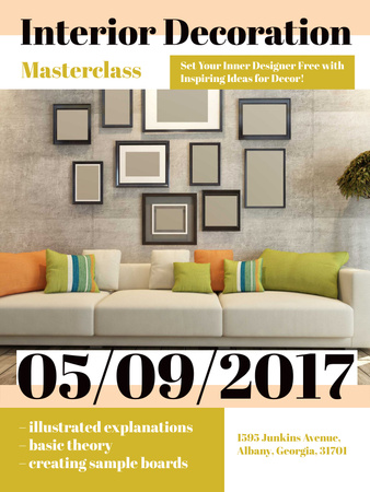 Plantilla de diseño de Interior decoration masterclass with Sofa in room Poster US 