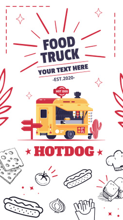 Illustration of Street Food Booth with Hot Dog Instagram Story Design Template