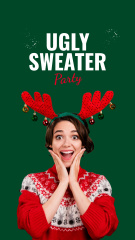 Bright Announcement of Christmas Ugly Sweater Party