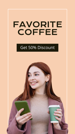 Designvorlage Girl Enjoying Coffee für Instagram Story