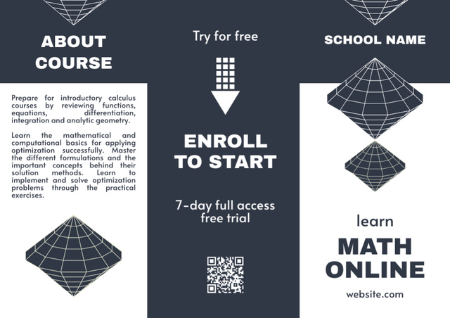 Designvorlage Online Courses in Math with Geometric Shapes für Brochure