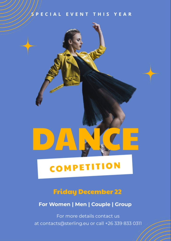 Designvorlage Dance Competition Announcement für Flyer A6