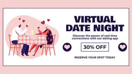 Virtual Date Night FB event cover Design Template