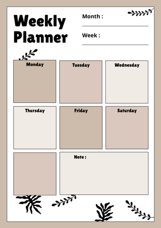 Weekly Planner with Leaves in Brown Schedule Planner – шаблон для дизайну