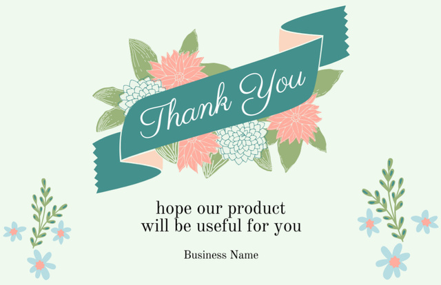 Thank You Notice with Bouquet of Spring Flowers Thank You Card 5.5x8.5in Design Template