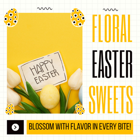 Tarjoa kukkaisia pääsiäisherkkuja Instagram AD Design Template