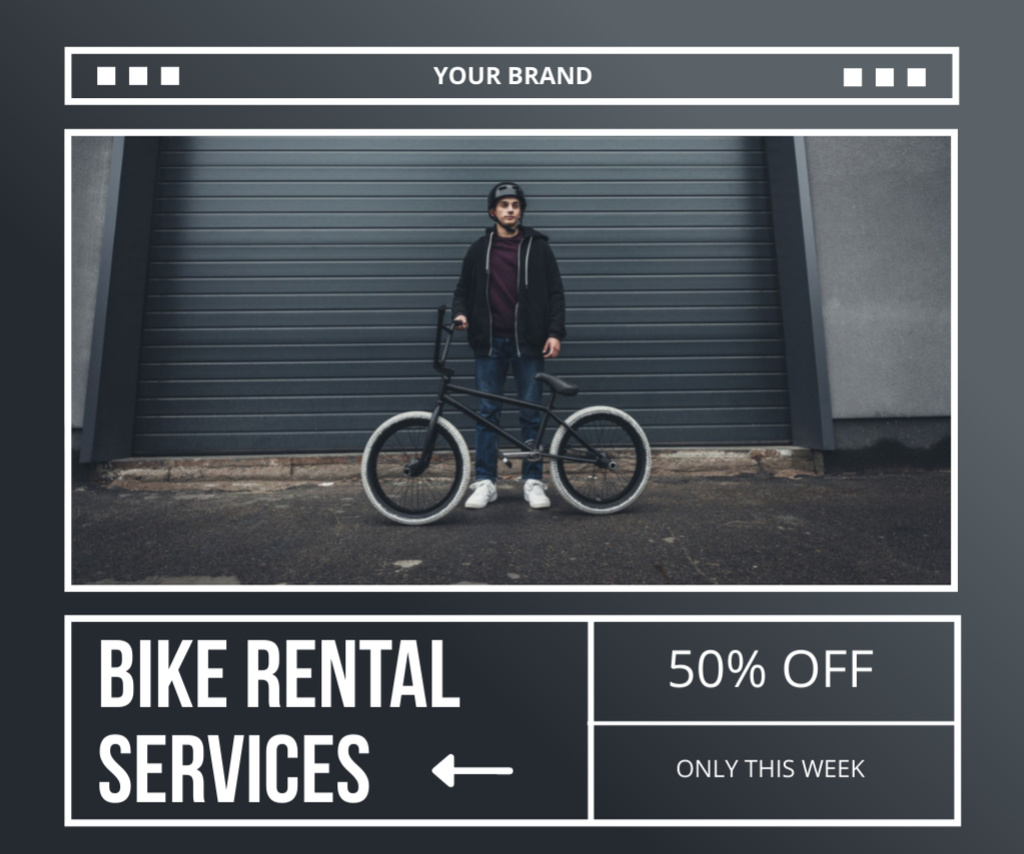 Plantilla de diseño de Reduced Price for Bicycle Rentals Medium Rectangle 