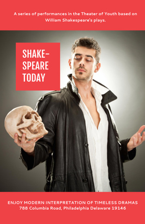 Shakespeare'in Performansında Tiyatro Oyuncusu Invitation 5.5x8.5in Tasarım Şablonu