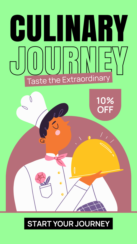 Catering Services Ad with Illustration of Chef Instagram Story Design Template