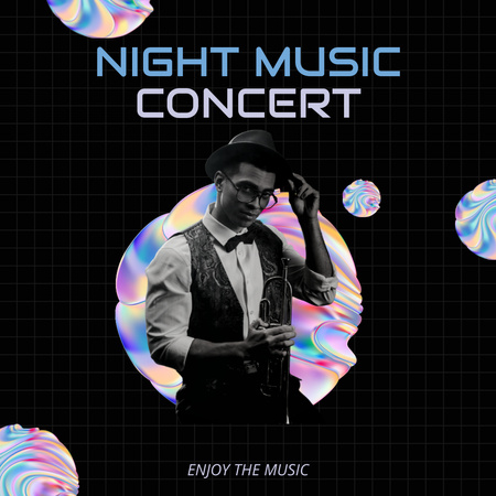 Gece Müziği Konseri Duyurusu Instagram Tasarım Şablonu