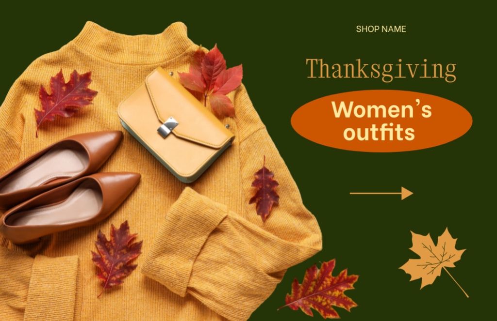 New Collection Women's Thanksgiving Outfits Flyer 5.5x8.5in Horizontal Design Template