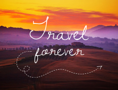 Motivational Travel Quote With Beautiful Sunset Landscape