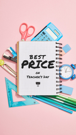 Teacher's Day Sale Offer with Stationery Frame Instagram Video Story Design Template