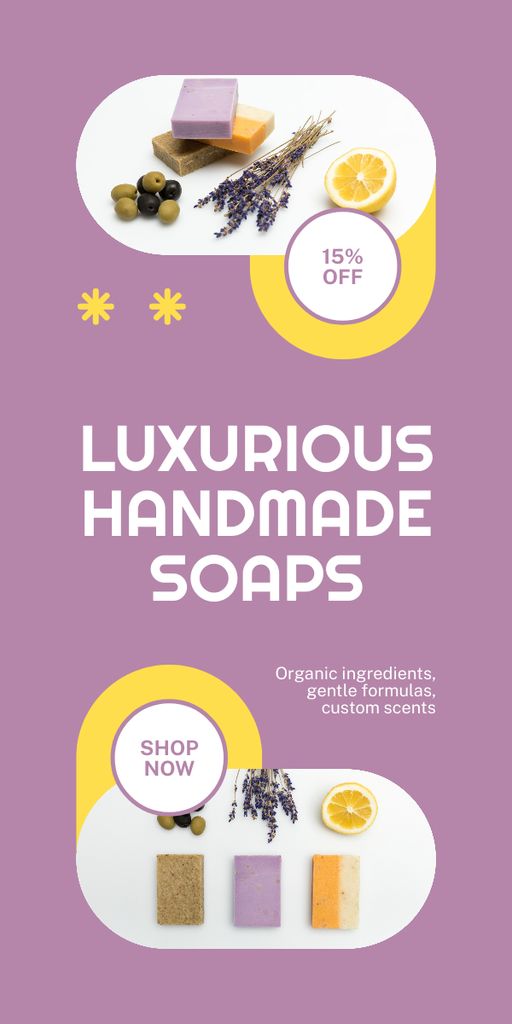Designvorlage Discount on Handmade Soap with Natural Additives für Graphic