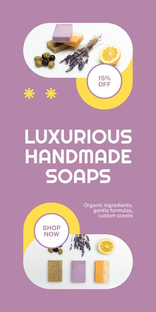 Discount on Handmade Soap with Natural Additives Graphic Design Template