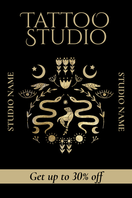 Tattoo Studio With Discount And Floral Pattern Pinterest Šablona návrhu