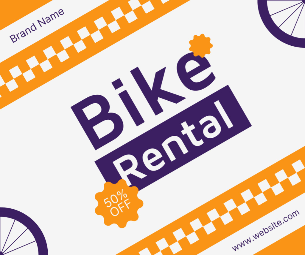 Rental Bicycles Services Ad on Orange Facebook Design Template