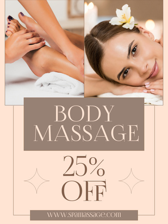 Young Woman Enjoying Body Massage Poster US Design Template