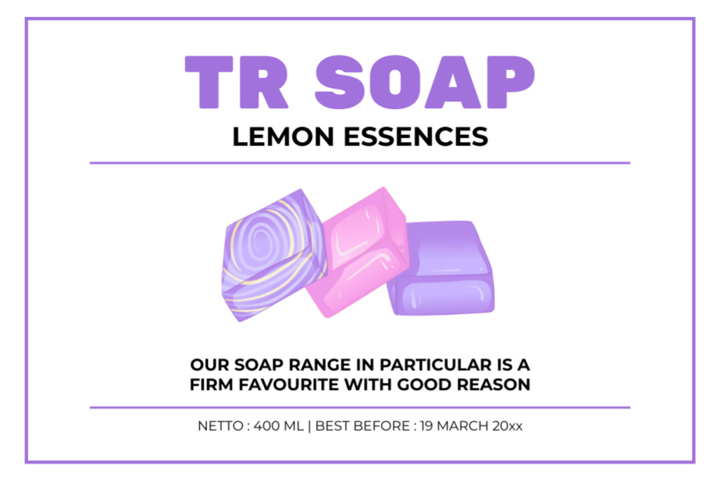 Plantilla de diseño de Wonderful Soap Bars With Lemon Essences Label 