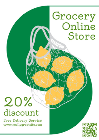 Online Shopping In Groceries With Delivery Poster Modelo de Design