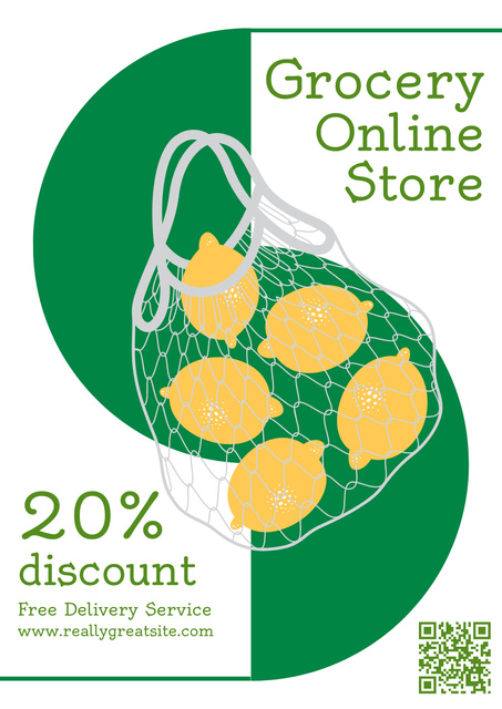Online Shopping In Groceries With Delivery Poster Tasarım Şablonu