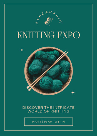 Announcement of Exhibition of Knitting on Green Flayer Design Template