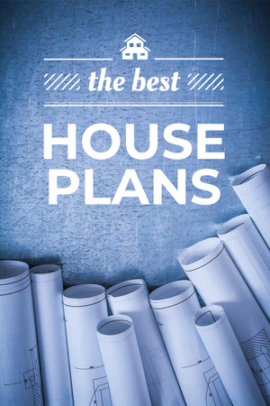 Designvorlage House plans Ad with blueprints für Pinterest