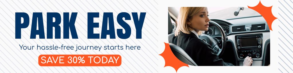 Discount on Parking with Young Woman in Car Twitter Design Template