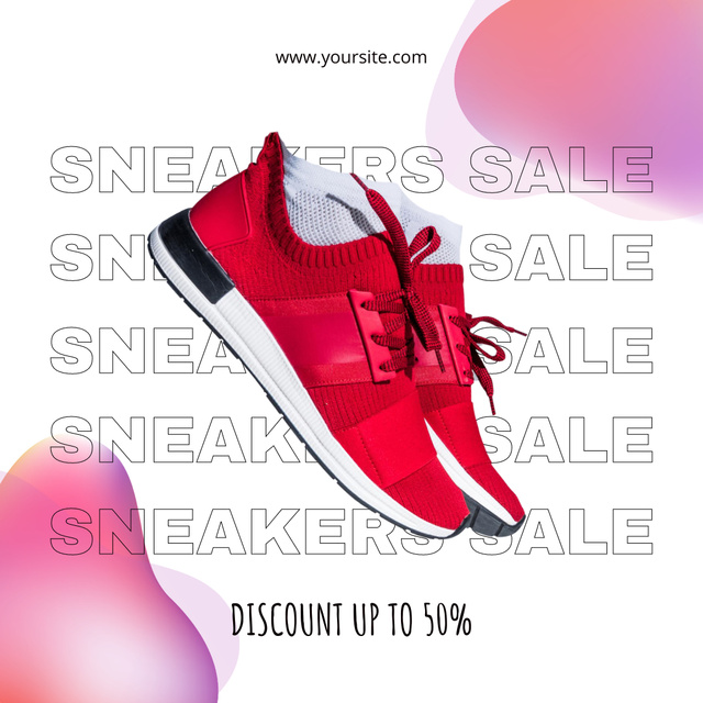 Announcement Of A Red Sneakers Sale Instagram Design Template