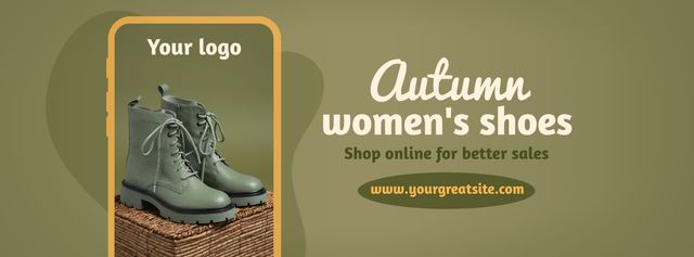 Autumn Women's Shoes Sale Announcement In Green Facebook Video cover Design Template