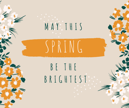 Peace Quote in bright Spring Flowers Facebook tervezősablon