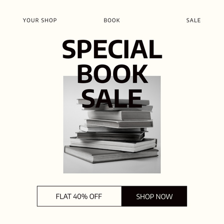 Special Book Sale Announcement on White Instagram Design Template