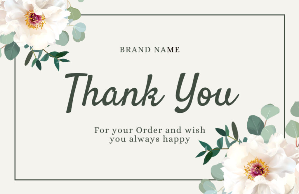 Thank You For Your Order and Best Wishes Thank You Card 5.5x8.5in Design Template