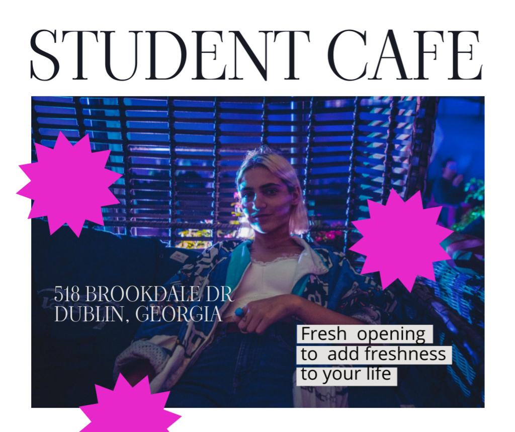 New Student Cafe Opening Announcement Facebook Πρότυπο σχεδίασης