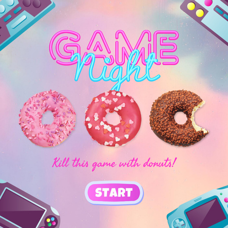 Platilla de diseño Donuts for Gamers Purple Instagram