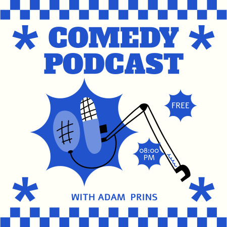Реклама епізоду в блозі з комедійним шоу Podcast Cover – шаблон для дизайну