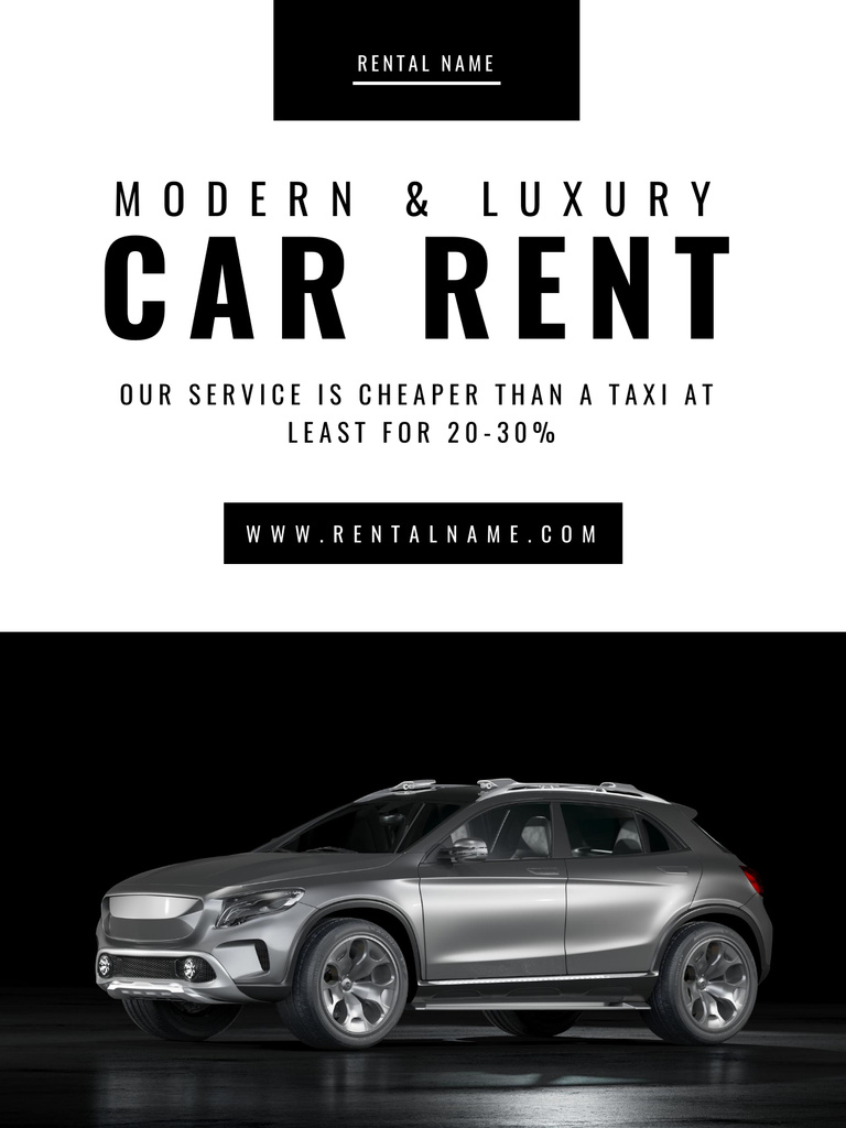 Car Rental Services Offer with Grey SUV Poster US Design Template