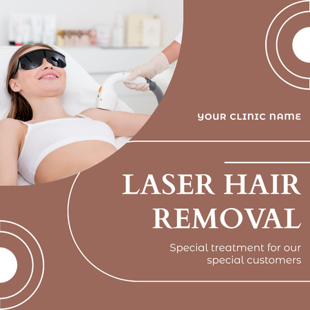 Laser Hair Removal in Modern Cosmetology Clinic Instagram Design Template