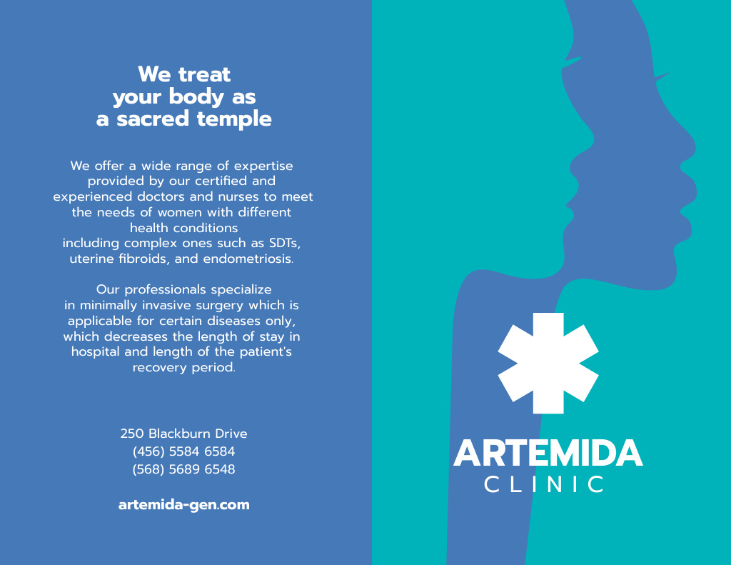 Clinic Ad with Women's Silhouettes And Description Brochure 8.5x11in Bi-fold Design Template