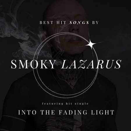 Ontwerpsjabloon van Album Cover van Witte titels en grafische elementen op foto van rokende man
