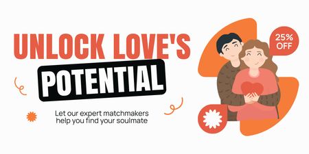Ontwerpsjabloon van Twitter van Ontgrendel het potentieel van de liefde met onze matchmaking-service