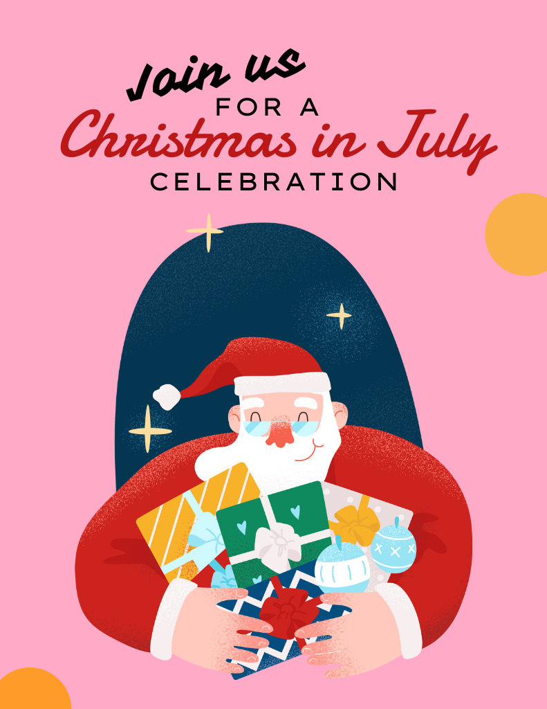 Santa Gives Gifts for Christmas in July Flyer 8.5x11in Šablona návrhu