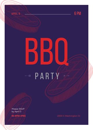 BBQ Party Announcement with Raw Meat Steaks Invitation Modelo de Design