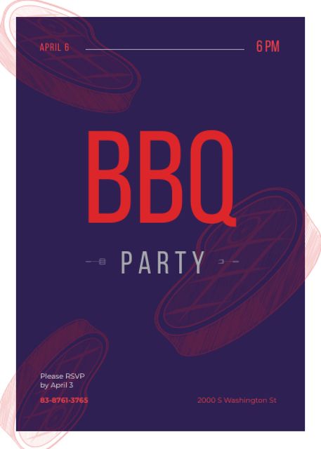 Ontwerpsjabloon van Invitation van BBQ Party Announcement Raw Meat Steaks
